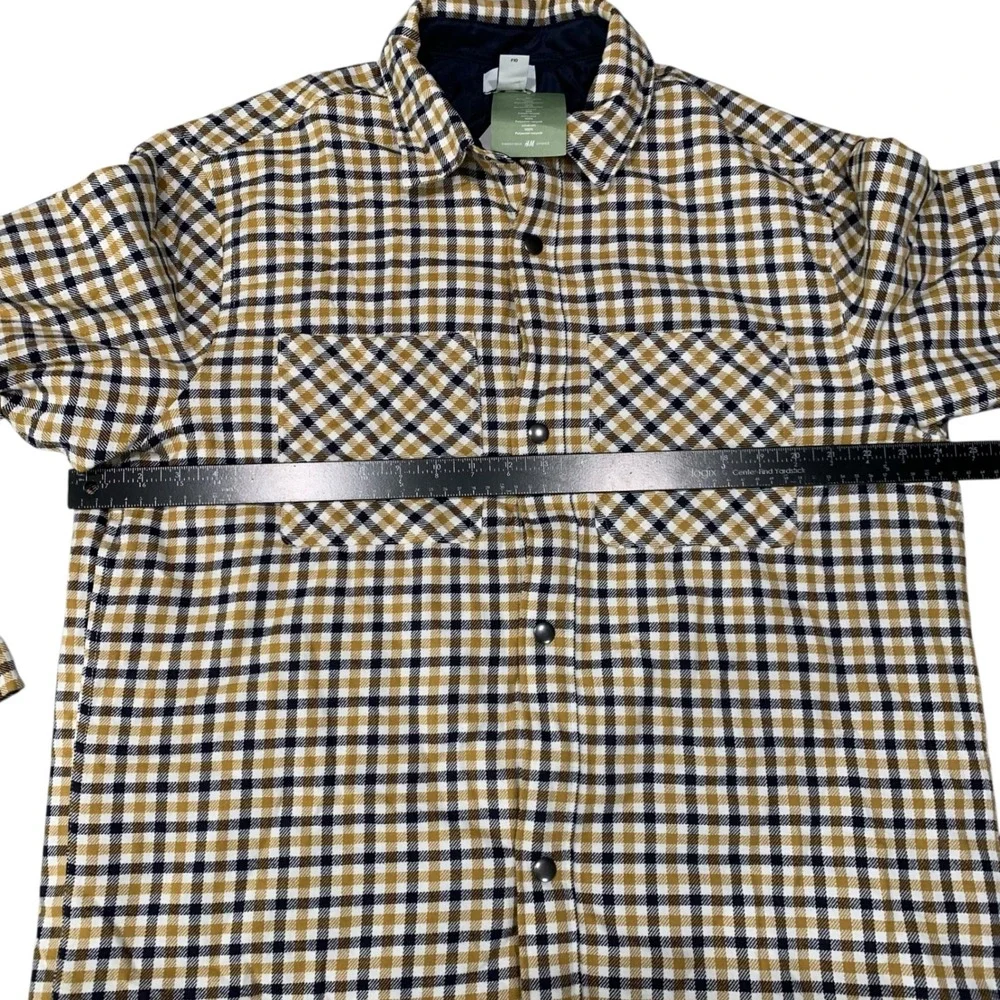 H&M‎ Men's Quilted Plaid Shirt Jacket Shacket Overshirt Size Large New With Tags - Picture 8 of 9